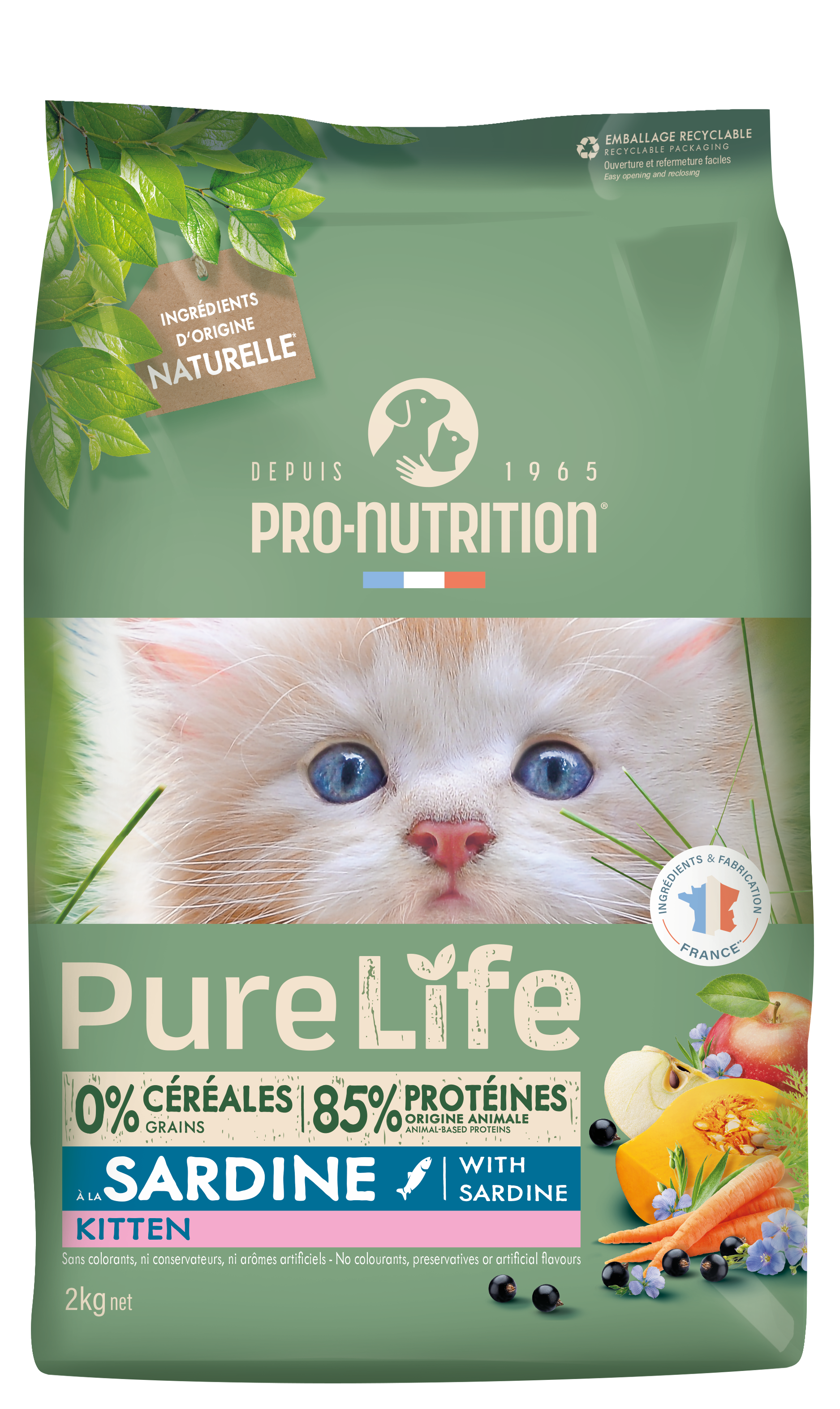 Сухой корм для котят NEW Pro-Nutrition Pure Life Kitten With Sardine (2кг)