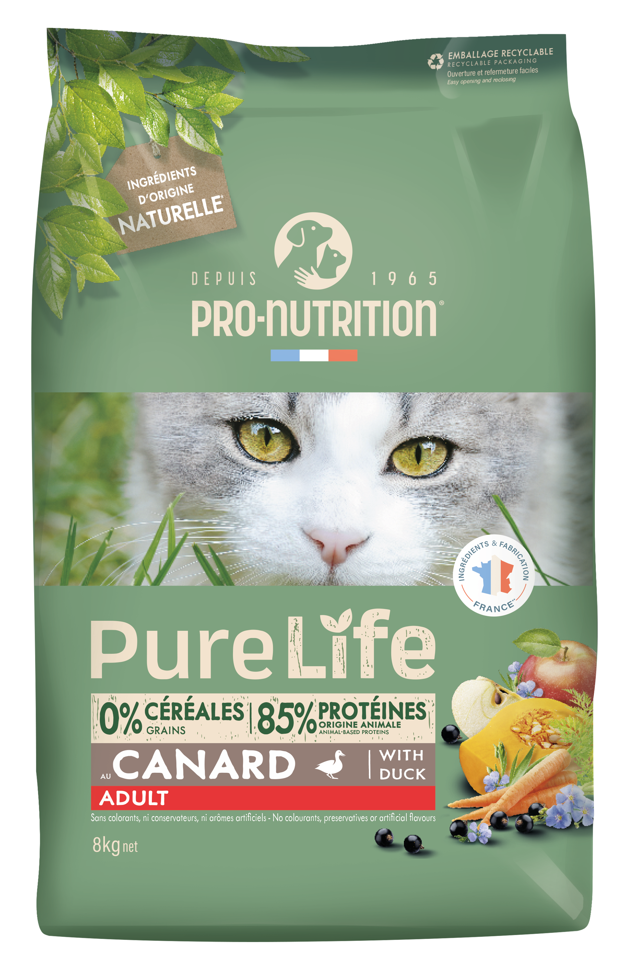 Сухой корм для кошек NEW Pro-Nutrition Pure Life Adult With Duck (8кг)
