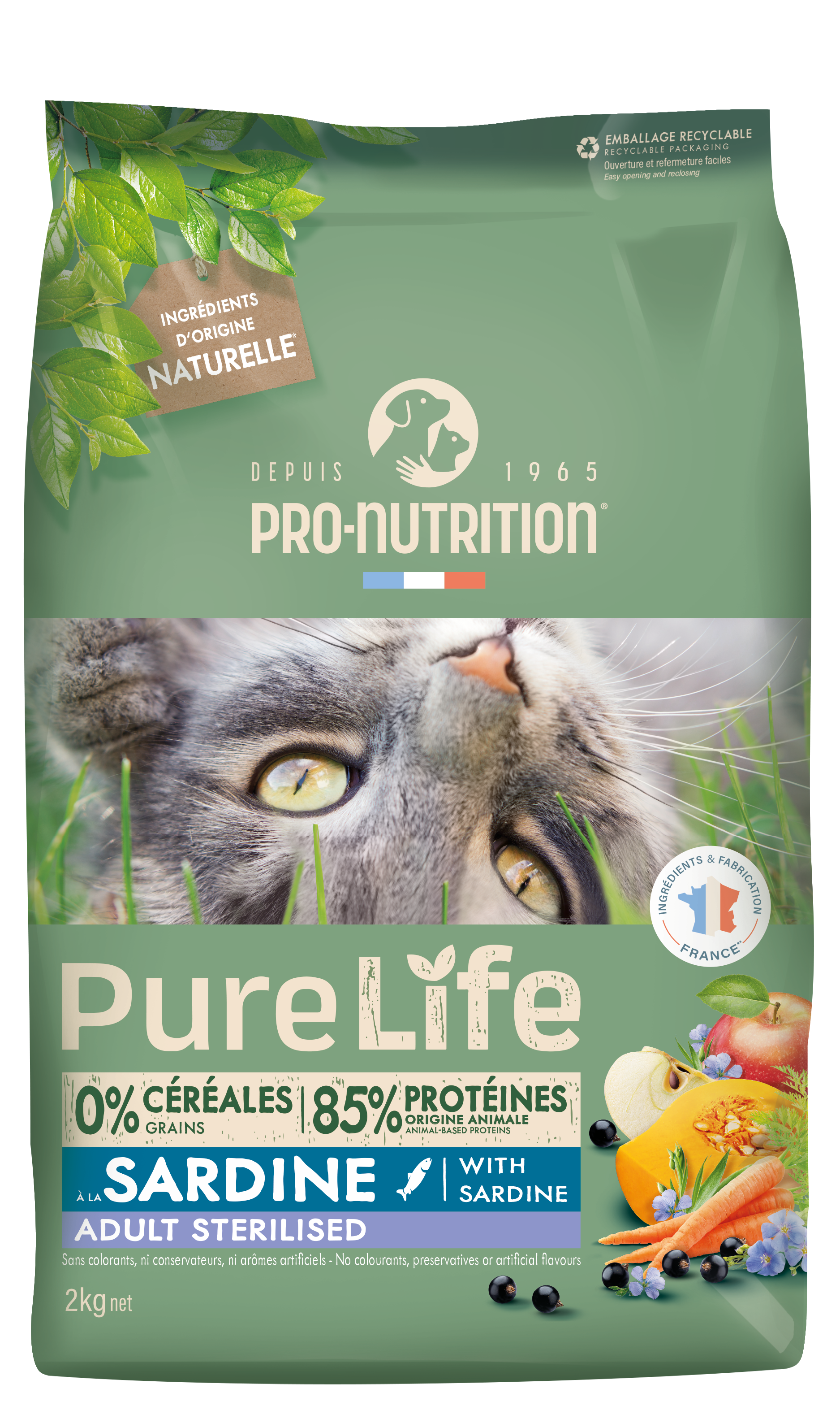 Сухой корм для кошек NEW Pro-Nutrition Pure Life Sterilized With Sardine (2кг)