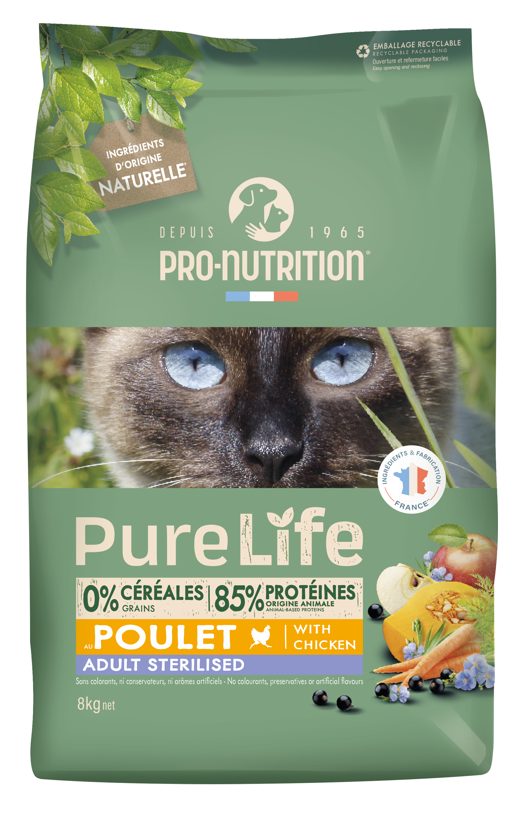 Сухой корм для кошек NEW Pro-Nutrition Pure Life Sterilized With Chicken (8кг)