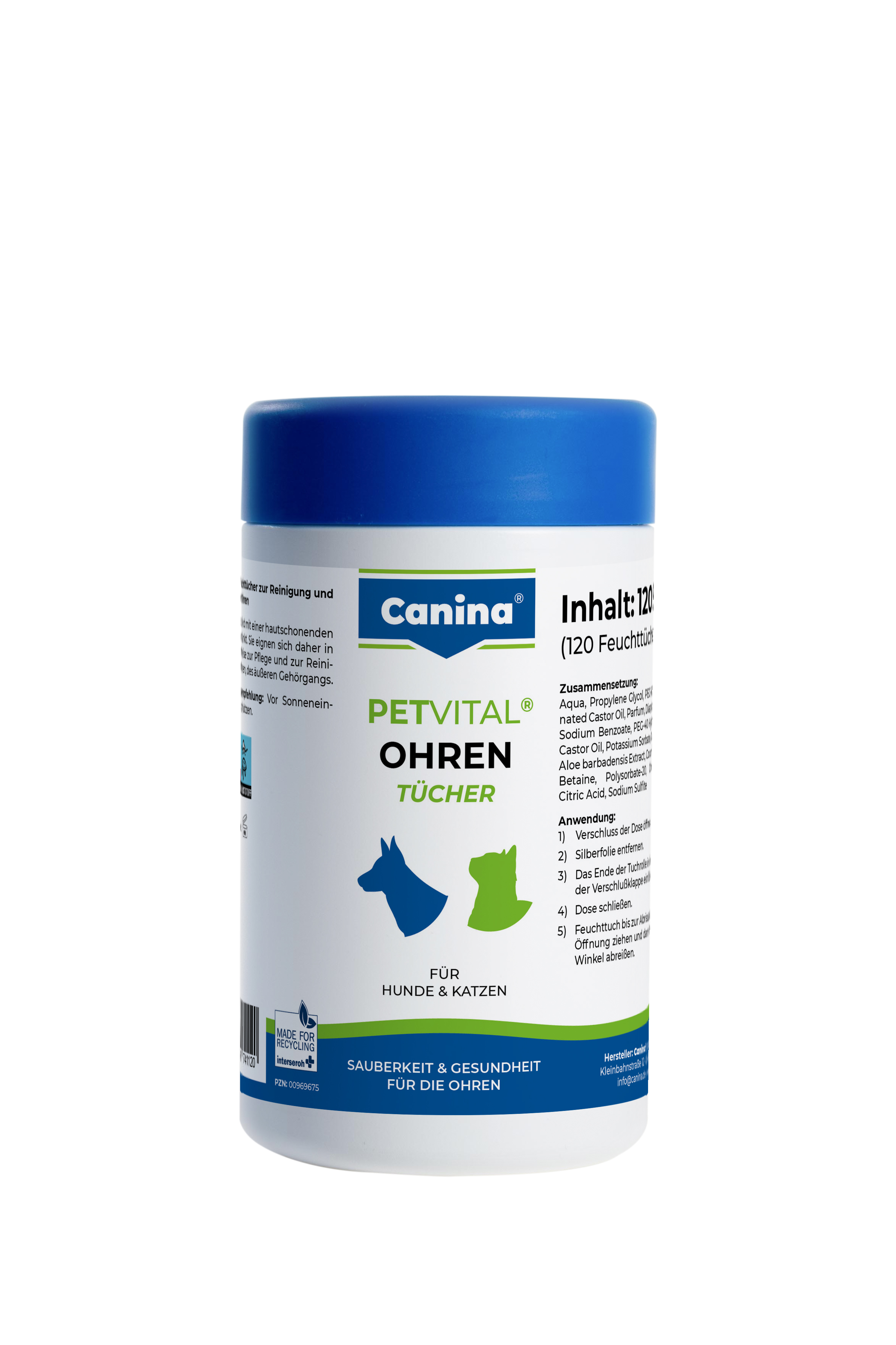 Влажные салфетки для ушей Canina Petvital Ohrentucher (120шт)