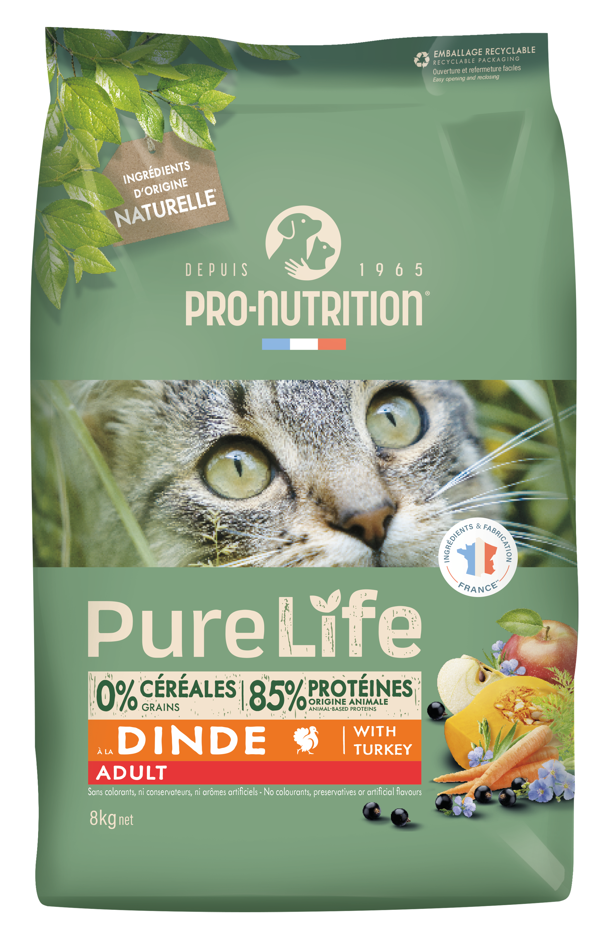 Сухой корм для кошек NEW Pro-Nutrition Pure Life Adult Turkey (8кг)	
